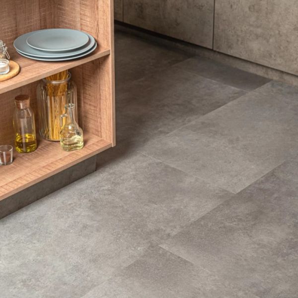 Виниловая плитка Vinilam Ceramo клеевая Цемент стальной