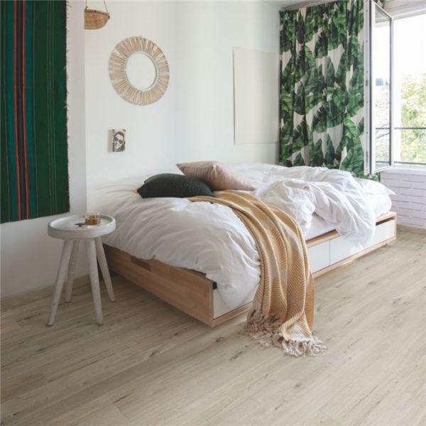 Виниловая плитка Quick-Step Pulse Glue Plus Дуб хлопковый белый румянец