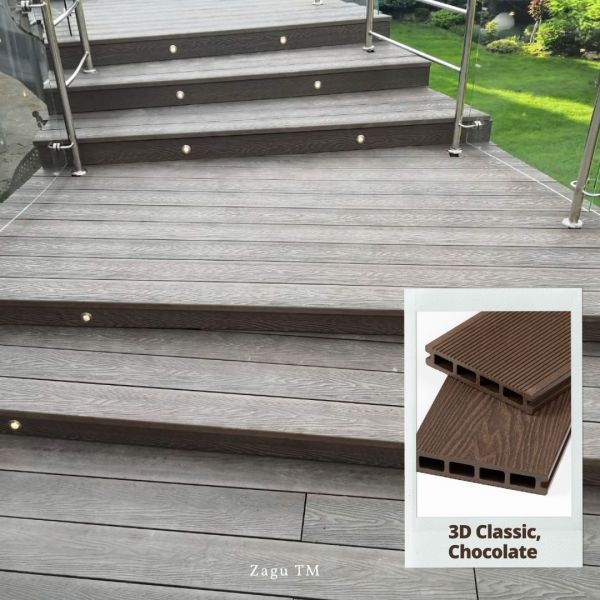 Террасная доска ZAGU Classic 3D Chocolate